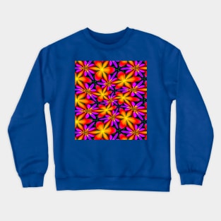 Bright Orange Flower Pattern Crewneck Sweatshirt